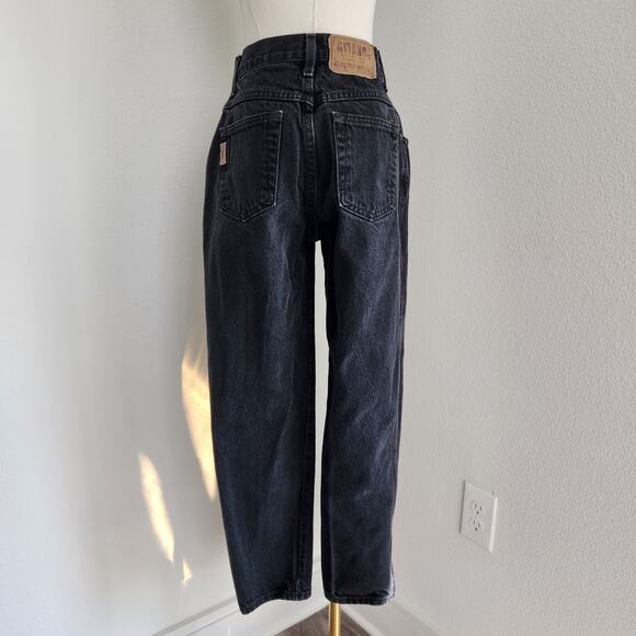 Vintage 90s Gitano Black Wash High Rise Tapered Leg Denim Jeans 2 80s - Picture 4 of 9